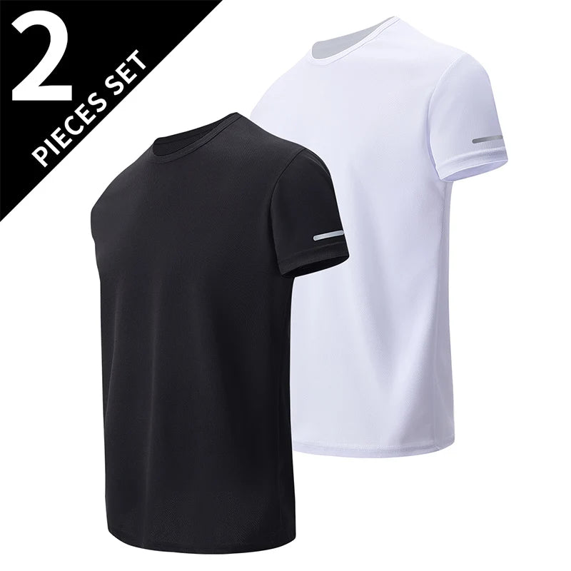 Men’s Solid Color T-Shirt – Round Neck, Short Sleeve, Printed Cuff Detail, Multi-Pack Options