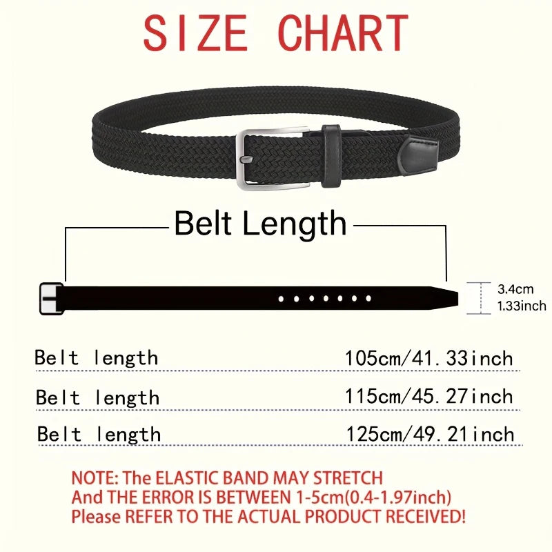 2-Pack Unisex Elastic Woven Belts – Casual Stretch for Jeans & Outdoor Use (105/115/125cm)