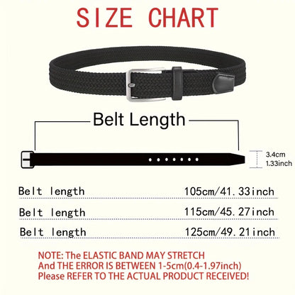 2-Pack Unisex Elastic Woven Belts – Casual Stretch for Jeans & Outdoor Use (105/115/125cm)
