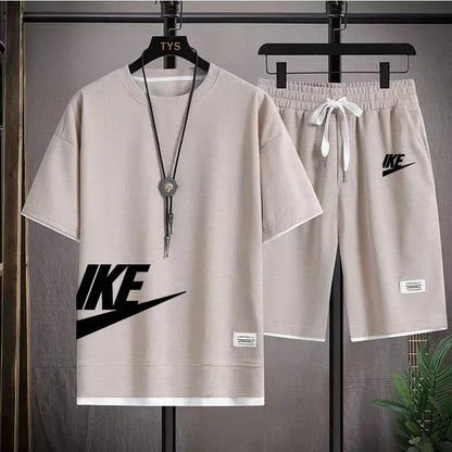Men’s Summer Sports Set – Short Sleeve T-Shirt & Shorts, Casual Fit (M–3XL)