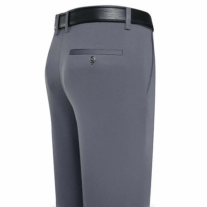 Men’s Business Casual Dress Pants – Straight Fit with Elastic Waist in Black & Navy Blue
