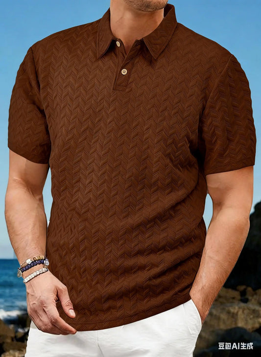 Men’s Solid Color Polo Shirt – Short Sleeve, Breathable Summer Top