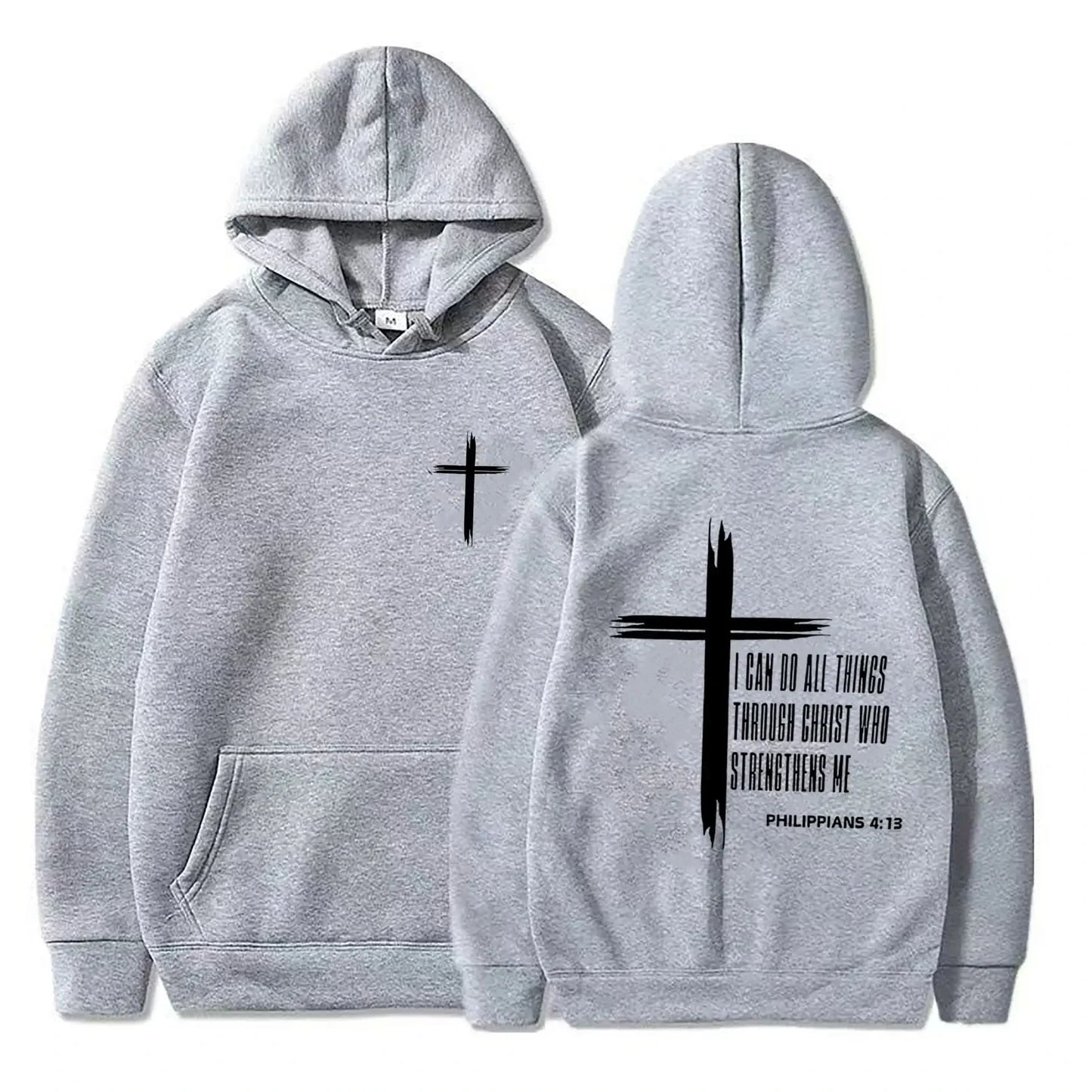 Unisex Cross Graphic Hoodie – Casual Pullover Sweatshirt with Motivational Print