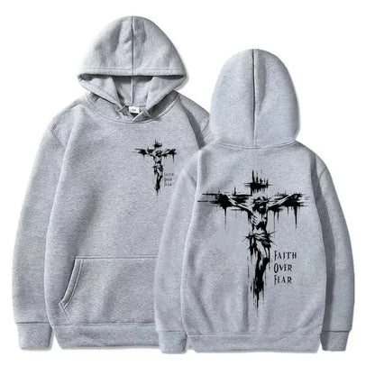 Unisex Cross Graphic Hoodie – Casual Pullover Sweatshirt with Motivational Print