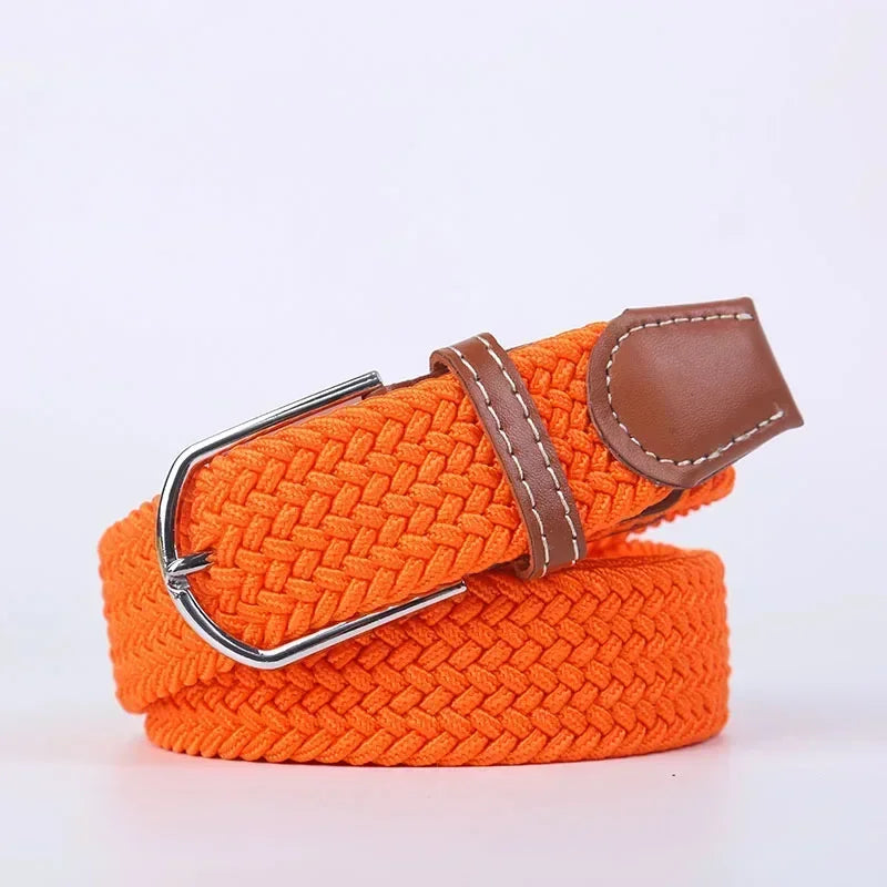 Unisex Braided Stretch Canvas Belt – Metal Pin Buckle for Jeans & Pants (107–130cm)