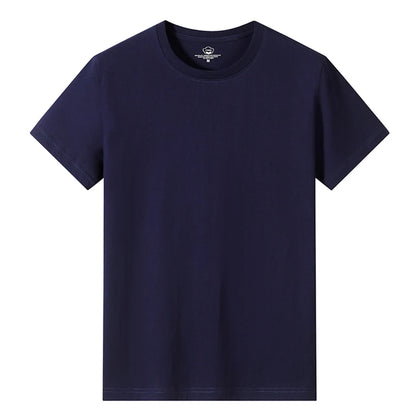 Men’s Solid Color Round Neck T-Shirt – Short Sleeve, Printed Cuffs (2/4/6 Pack)
