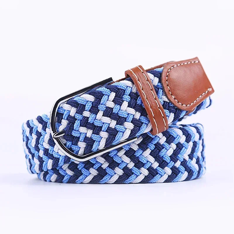Unisex Braided Stretch Canvas Belt – Metal Pin Buckle for Jeans & Pants (107–130cm)