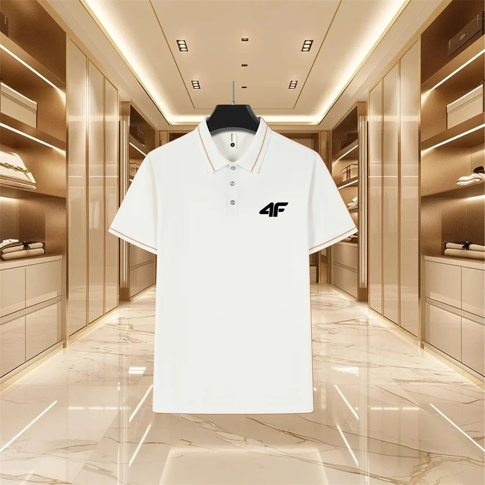 Men’s Color-Block Polo Shirt – Short Sleeve, Slim Fit Casual Style