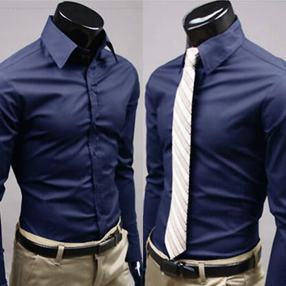 Men’s Long Sleeve Button-Up Shirt – Slim Fit Casual & Formal Wear