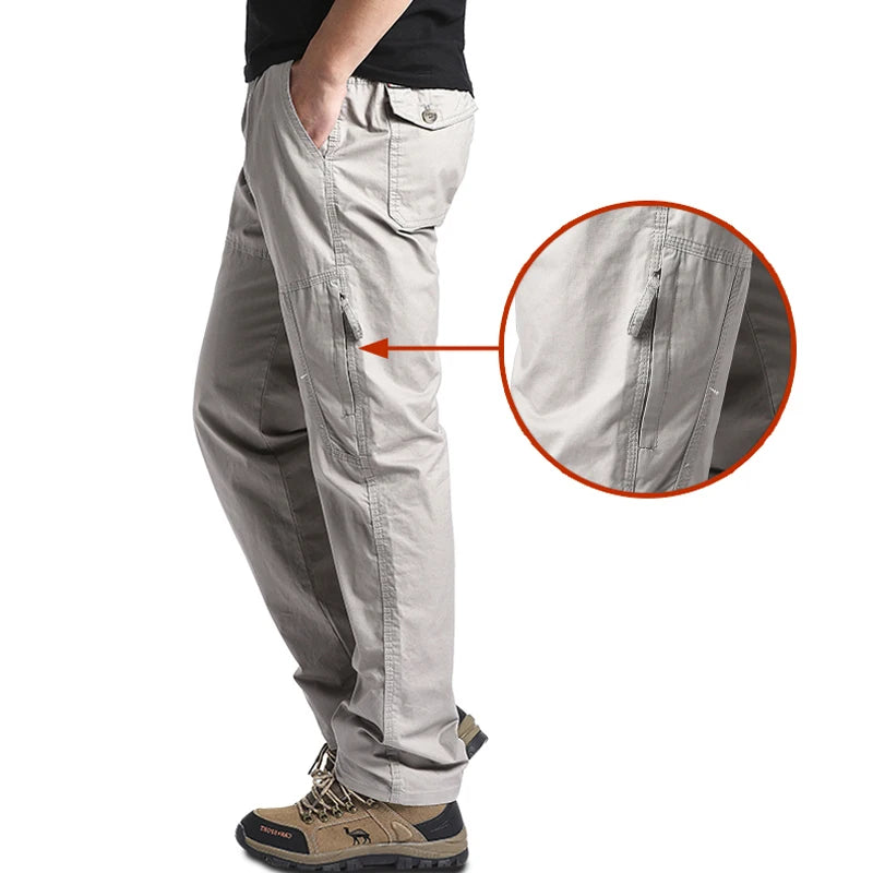 Men’s Cotton Tactical Cargo Pants – Multi-Pocket, Casual Outdoor Fit