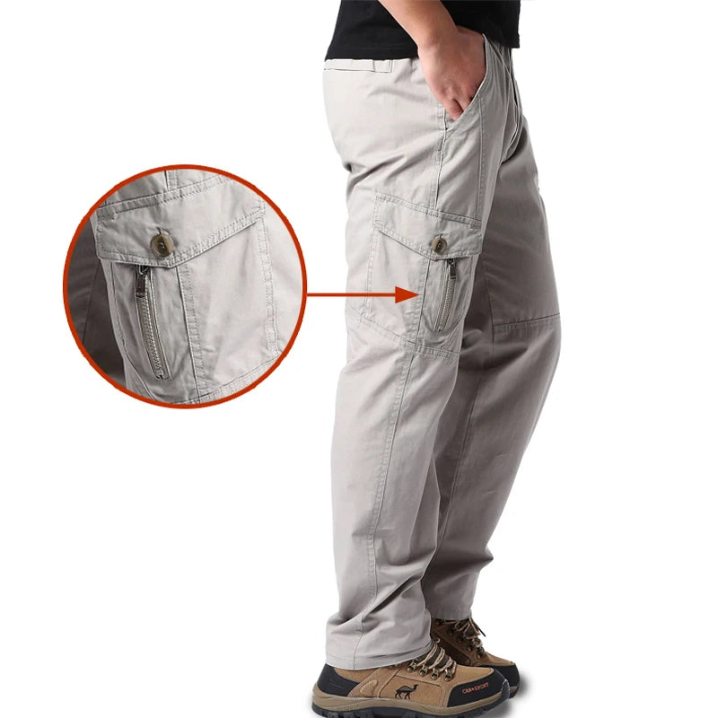 Men’s Cotton Tactical Cargo Pants – Multi-Pocket, Casual Outdoor Fit