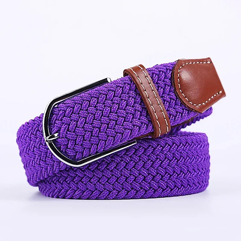 Unisex Braided Stretch Canvas Belt – Metal Pin Buckle for Jeans & Pants (107–130cm)