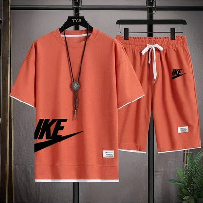 Men’s Summer Sports Set – Short Sleeve T-Shirt & Shorts, Casual Fit (M–3XL)