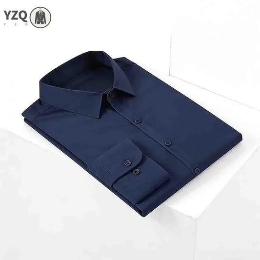Men’s Non-Iron Teal Blue Long Sleeve Button-Up Shirt – Business Wear