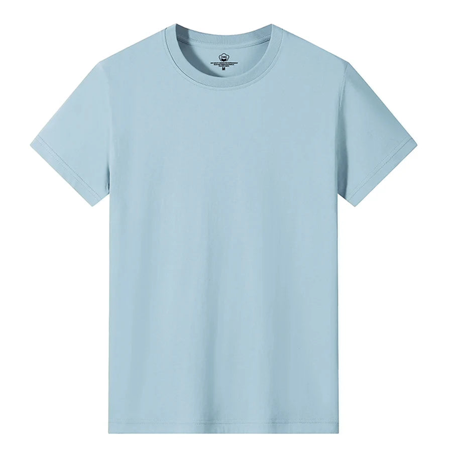 Men’s Solid Color Round Neck T-Shirt – Short Sleeve, Printed Cuffs (2/4/6 Pack)