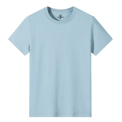 Men’s Solid Color Round Neck T-Shirt – Short Sleeve, Printed Cuffs (2/4/6 Pack)