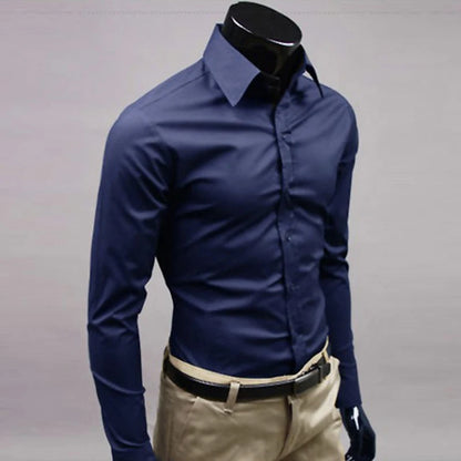 Men’s Long Sleeve Button-Up Shirt – Slim Fit Casual & Formal Wear