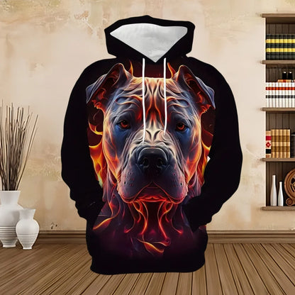Men’s Animal Dog Print Hoodie – Casual 3D Graphic Pullover Sweatshirt with Long Sleeve Comfort Fit