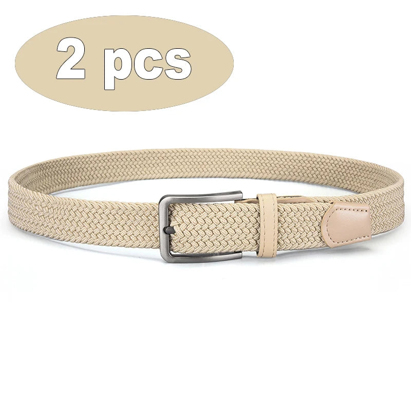 2-Pack Unisex Elastic Woven Belts – Casual Stretch for Jeans & Outdoor Use (105/115/125cm)