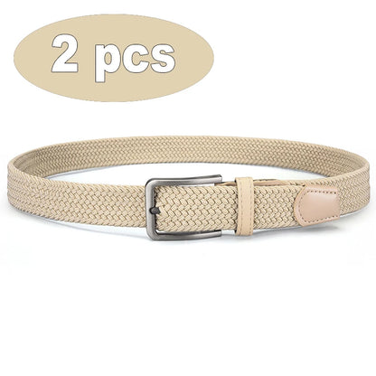 2-Pack Unisex Elastic Woven Belts – Casual Stretch for Jeans & Outdoor Use (105/115/125cm)