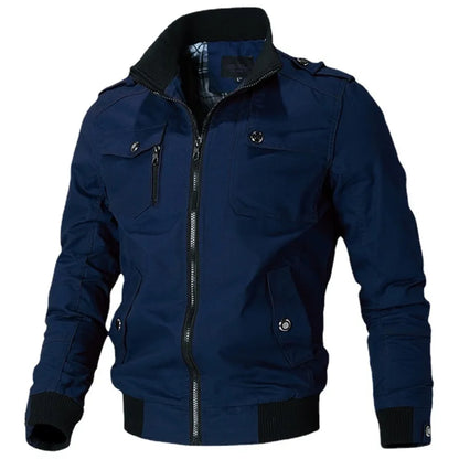 Men’s Casual Bomber Jacket – Slim Fit Military Windbreaker Coat for Streetwear Fashion