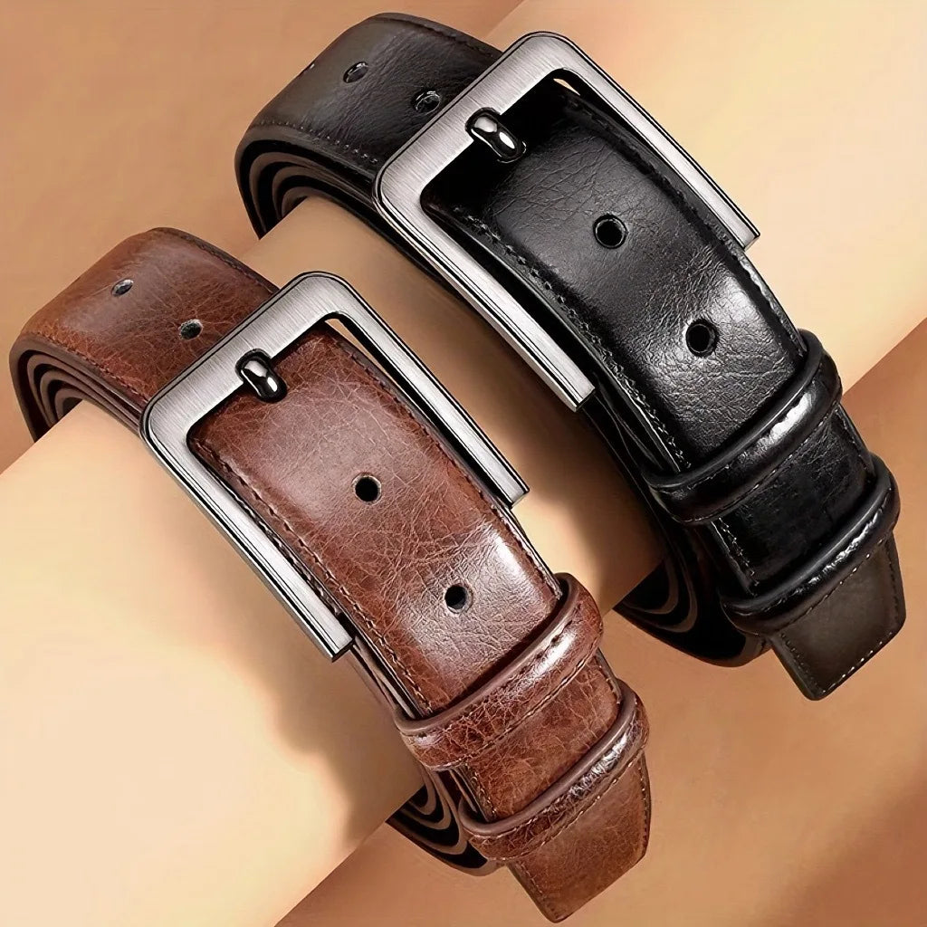 Men’s Leather Ratchet Belt – Micro Adjustable Dress Belt for Pants, Business & Everyday Fit