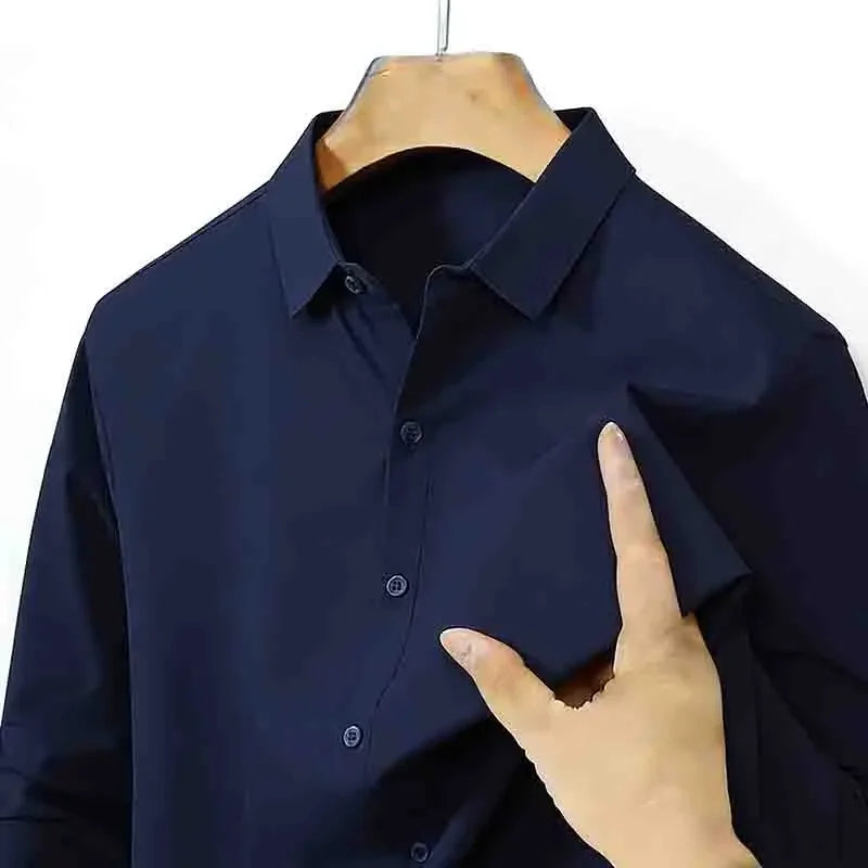 Men’s Non-Iron Teal Blue Long Sleeve Button-Up Shirt – Business Wear