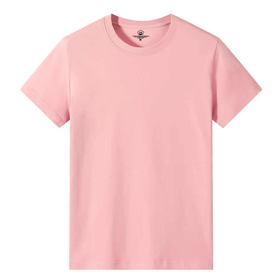 Men’s Solid Color Round Neck T-Shirt – Short Sleeve, Printed Cuffs (2/4/6 Pack)