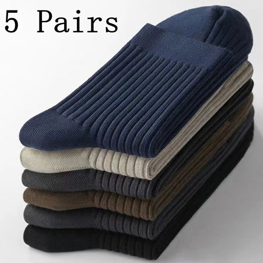 5-Pack Men’s Mid-Calf Socks Multiple Colors – Breathable Business & Athletic Socks,