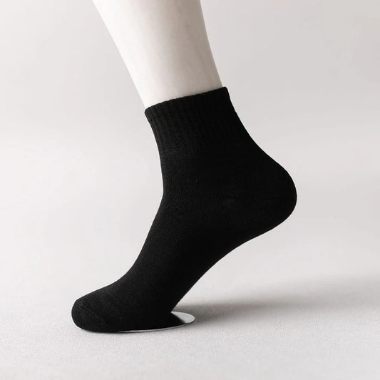 10-Pack Men’s Mid-Calf Cotton Socks – Solid Color, All-Season Everyday Wear