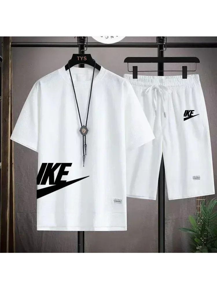 Men’s Summer Sports Set – Short Sleeve T-Shirt & Shorts, Casual Fit (M–3XL)