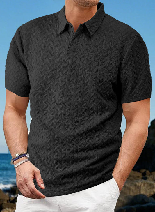 Men’s Solid Color Polo Shirt – Short Sleeve, Breathable Summer Top