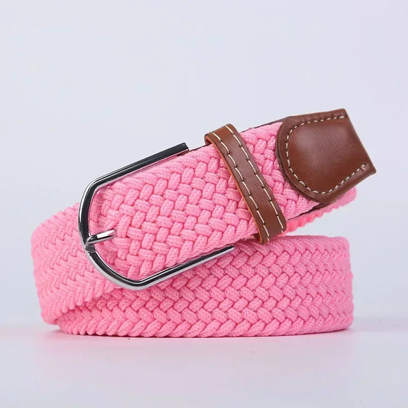 Unisex Braided Stretch Canvas Belt – Metal Pin Buckle for Jeans & Pants (107–130cm)