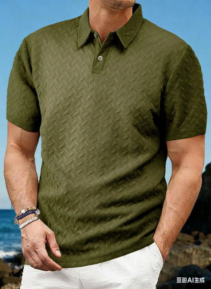Men’s Solid Color Polo Shirt – Short Sleeve, Breathable Summer Top