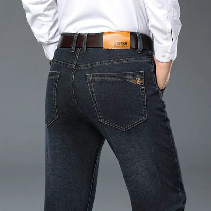 Men’s Plus Size Jeans – Straight Fit, Elastic Denim, Black & Blue
