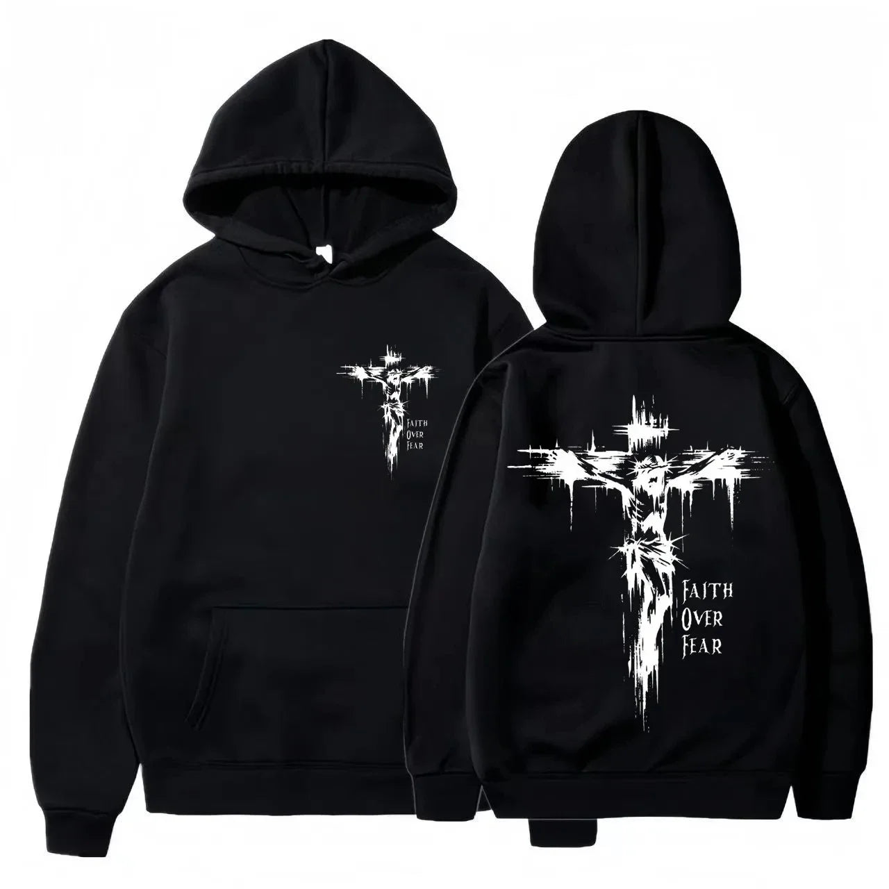 Unisex Cross Graphic Hoodie – Casual Pullover Sweatshirt with Motivational Print