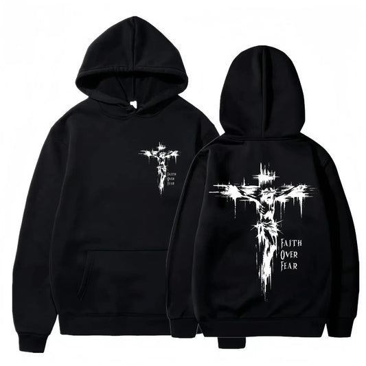Unisex Cross Graphic Hoodie – Casual Pullover Sweatshirt with Motivational Print