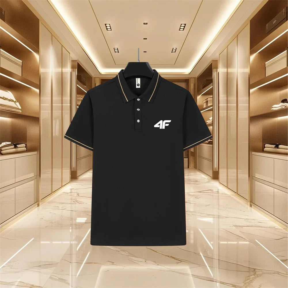 Men’s Color-Block Polo Shirt – Short Sleeve, Slim Fit Casual Style