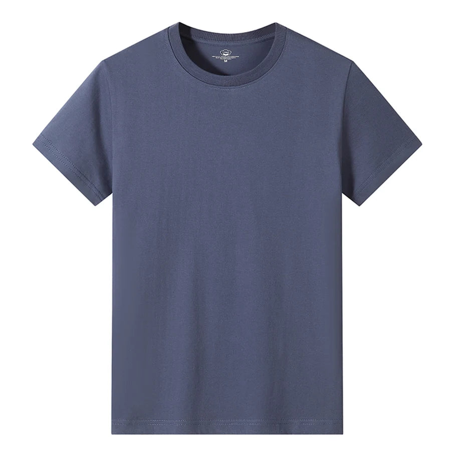 Men’s Solid Color Round Neck T-Shirt – Short Sleeve, Printed Cuffs (2/4/6 Pack)