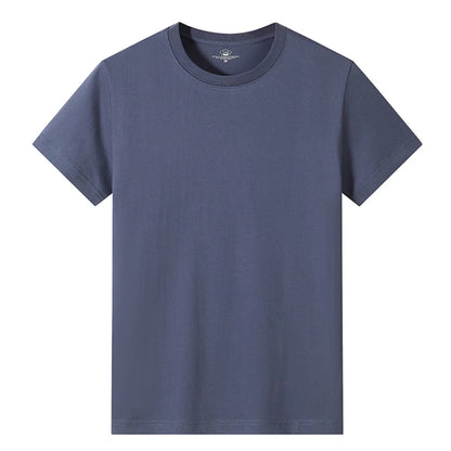 Men’s Solid Color Round Neck T-Shirt – Short Sleeve, Printed Cuffs (2/4/6 Pack)