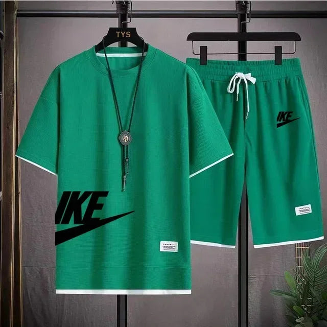 Men’s Summer Sports Set – Short Sleeve T-Shirt & Shorts, Casual Fit (M–3XL)