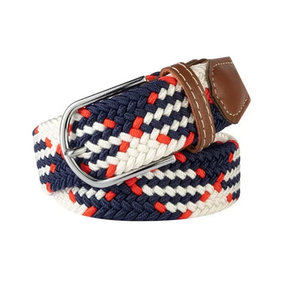 Unisex Braided Stretch Canvas Belt – Metal Pin Buckle for Jeans & Pants (107–130cm)