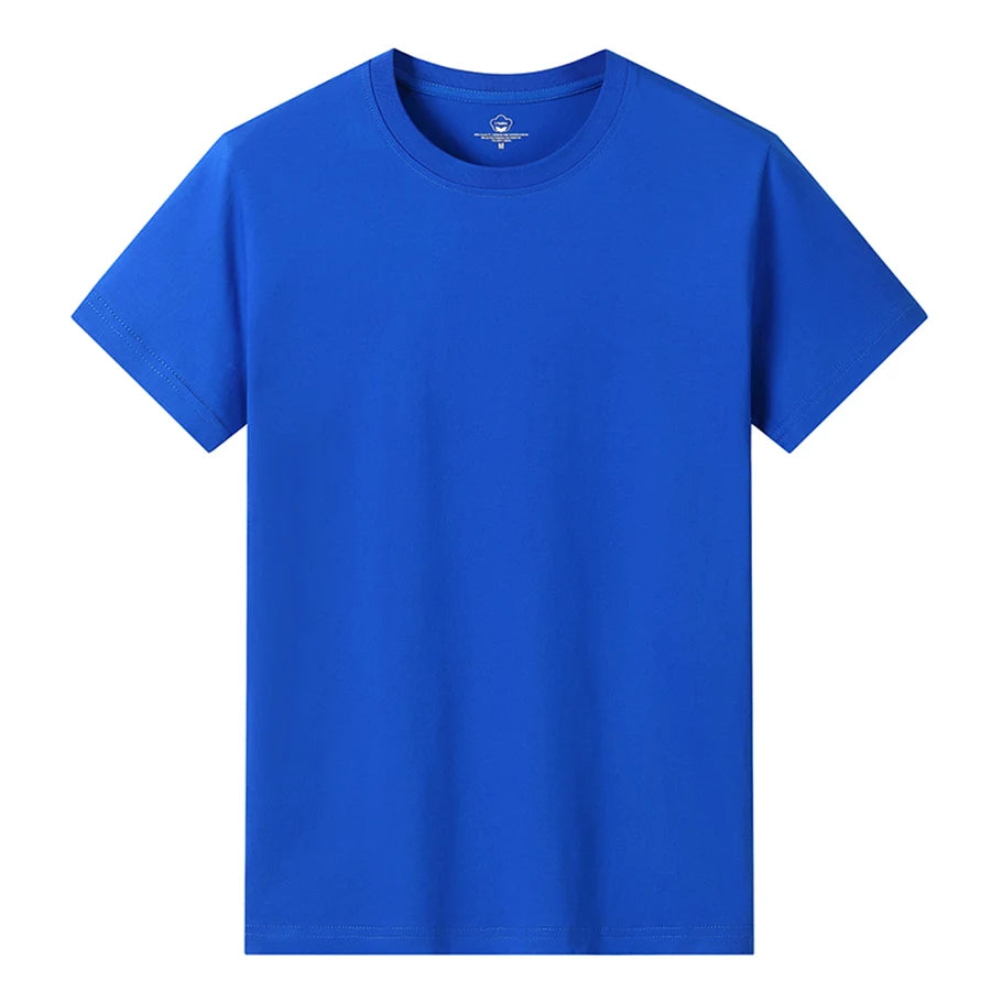 Men’s Solid Color Round Neck T-Shirt – Short Sleeve, Printed Cuffs (2/4/6 Pack)