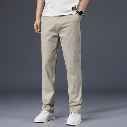 Men’s Cotton Casual Pants – Stretch Straight-Leg Trousers with Plus Size Fit, High-Quality Everyday Wear