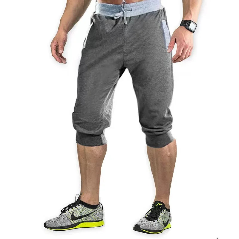 New Mens cross-border sports pants men's casual jogging shorts elastic fitness pants cropped pants M-4XL Men