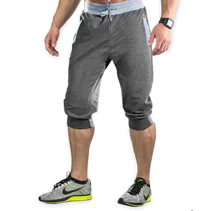 New Mens cross-border sports pants men's casual jogging shorts elastic fitness pants cropped pants M-4XL Men