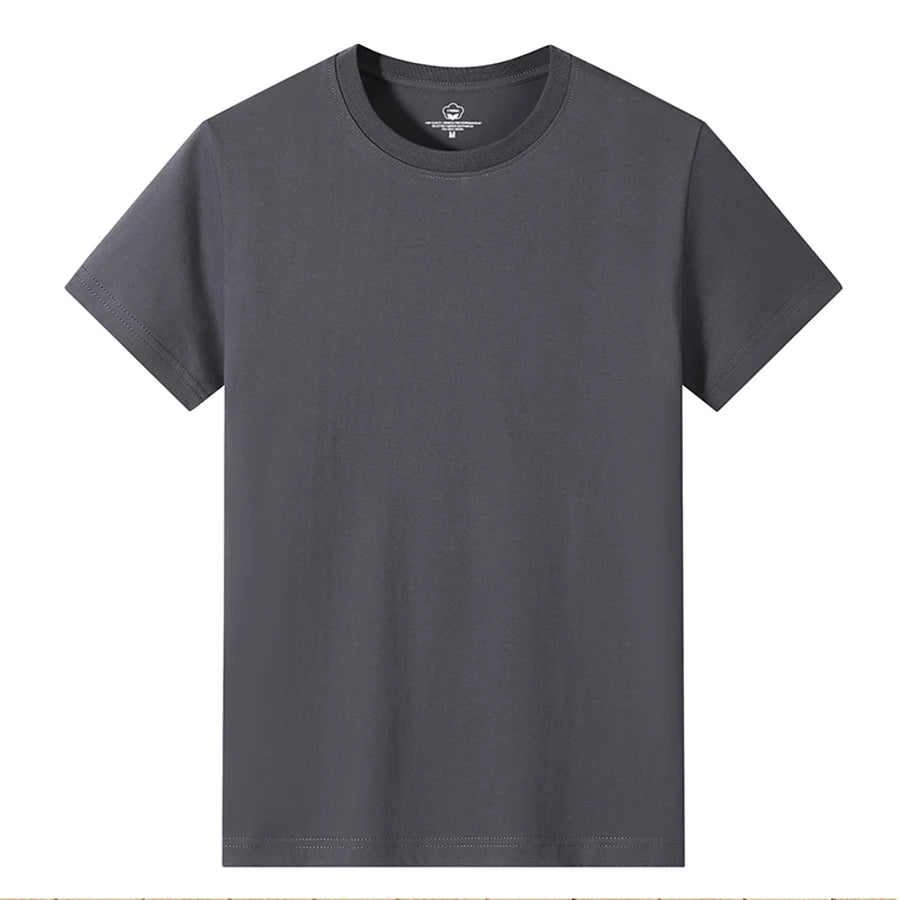 Men’s Solid Color Round Neck T-Shirt – Short Sleeve, Printed Cuffs (2/4/6 Pack)