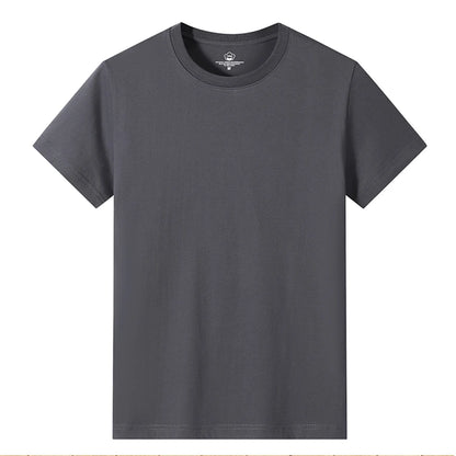 Men’s Solid Color Round Neck T-Shirt – Short Sleeve, Printed Cuffs (2/4/6 Pack)