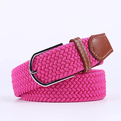 Unisex Braided Stretch Canvas Belt – Metal Pin Buckle for Jeans & Pants (107–130cm)