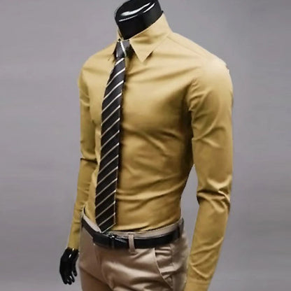 Men’s Long Sleeve Button-Up Shirt – Slim Fit Casual & Formal Wear
